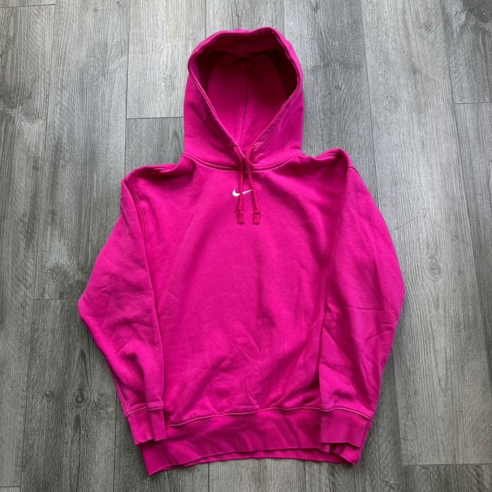 Nike Sportswear Fleece Hoodie Hot Pink Magenta Womens XS Center Swoosh Pullover